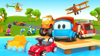Learn colors with Leo the truck full episodes! Car cartoons for kids. A fire truck & a tow truck