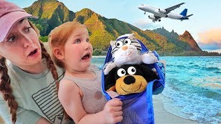 Adley PET VACATION with MOM!!  Flying animals to the Beach in Hawaii, pretend play travel routine!