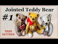 How to make a Jointed Teddy Bear  #1 || FREE PATTERN