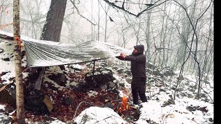 Extreme Winter Survival Challenge|Camping in -12°C Snowy Forest Natural Shelter،Wild Venison Cooking