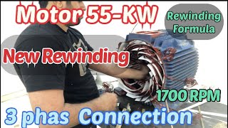 Amazing Technique of Electric Motor Rewinding | 55 KW | Three Phase Motor | 1700 Rpm