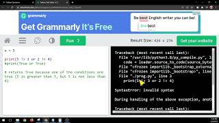W3schools Python - Logical Operators (and, or, not) - Code along
