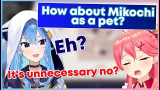 The difference in Suisei's reaction of wanting a pet cat and not wanting a pet Miko【Eng Sub】