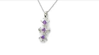 Johareez 0.32CTW Genuine Amethyst \u0026 Diamond .925 Sterling Silver Pendant