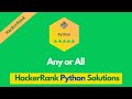 HackerRank Any or All problem solution in Python | Python problems solutions | Programmingoneonone