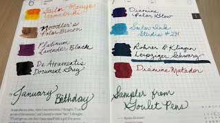 Swatching my free birthday inks 🎂