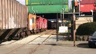 Engine Hooper caboose back onto barge to unload