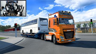 Transporting Vintage Volvo Bus on a Ferry Across the Baltic Sea - Euro Truck Simulator 2 - Moza R9