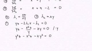 Examples for optimization subject to equality constraints, Lagrange