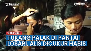 Dua Pemuda Lakukan Parkir Liar di Pantai Losari Makassar, Dapat Sangksi Alis Dicukur Habis Oleh Petu
