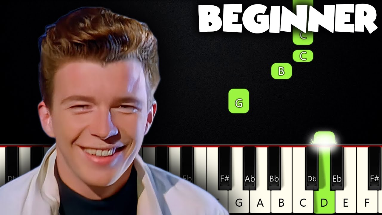 Never Gonna Give You Up - Rick Astley | BEGINNER PIANO TUTORIAL + SHEET ...