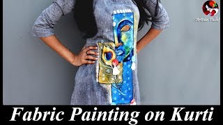 Easy Hand Painted Fabric Designer Kurti | Convert Plain Dress into Designer Wear | Paint on Suit