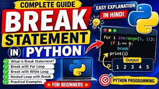 Break Statement in Python | Python Break Keyword Tutorial in Hindi | Complete Guide with Examples