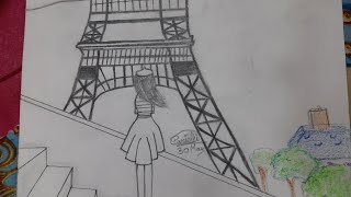 #drawing | Effeltower Paris pencil sketch | #shorts | Purvi's shorts pathshala | #pencilskeches