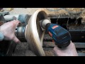 woodturning power sanding a natural edge bowl