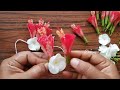 easy beautiful flower garland for pooja hibiscus crape jasmine flower mala for god pooja decor diy