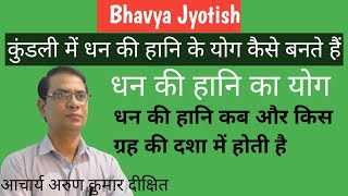 (230) कुंडली में धन की हानि के योग कैसे बनते है | धन की हानि कब और किस ग्रह की दशा में होती हैं