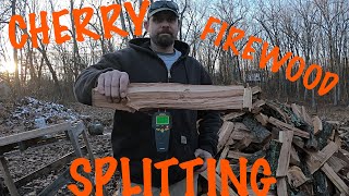 Cherry firewood splitting