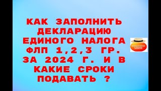 Как заполнить Декларацию Единого налога ФЛП 1,2,3 гр. за 2024 г. и в какие сроки подавать ?