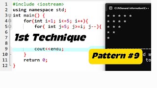 ▶️C++ Pattern Program: Print Inverted Triangle Using For Loop and If Statement