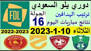 ترتيب دوري يلو الدرجة الأولى السعودي بعد مباريات اليوم الثلاثاء 10-1-2023 في الجولة 16