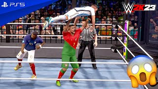 WWE 2K23 - Messi vs Neymar vs Mbappe vs Cristiano vs Haaland vs Vinicius - Elimination Chamber Match
