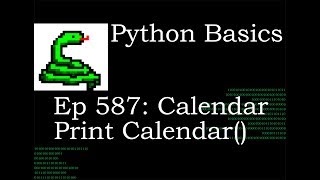 Python Basics Tutorial Calendar Print Calendar