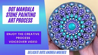 Purple and Teal dot mandala stone painting.  Relaxing and Satisfying Art Video Enjoy the art Process