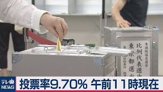 参院選：投票率9.70％ 午前11時現在