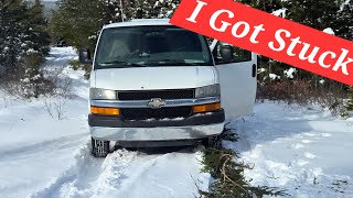 Camper Van Stuck In Snow