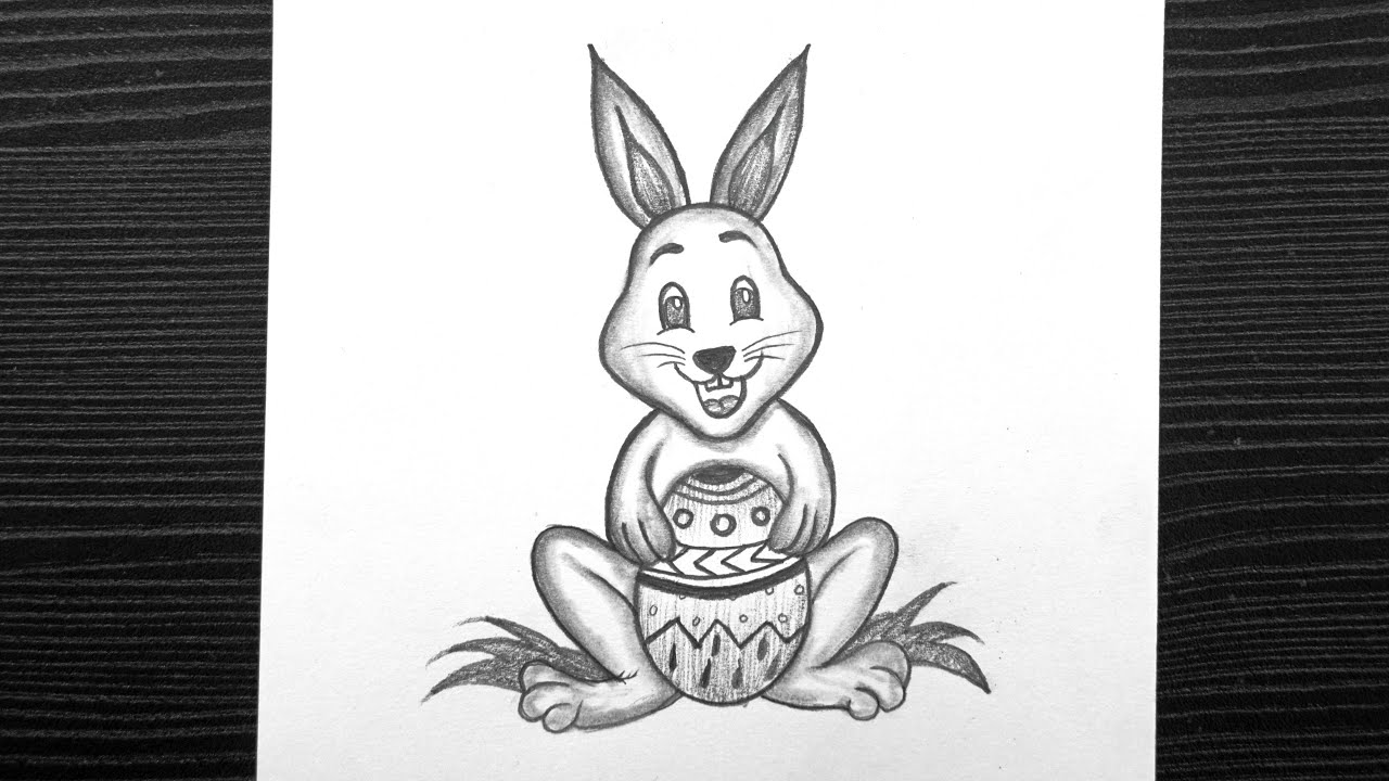 Happy Easter Drawing || Easter Bunny Drawing || How To Draw || Pencil ...