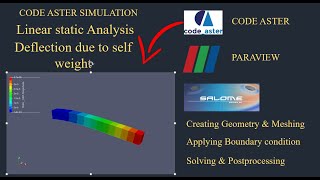 Cantilever beam deflection due to self weight using cod aster|Salome meca tutorial|paraview tutorial