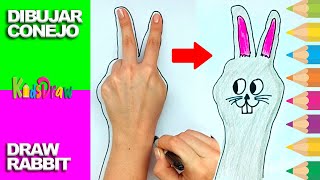 Dibujar un CONEJO con la palma de la mano 🐇 | how to draw RABBIT | dibujos con la mano para niños