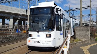 熊本市電B系統健軍町行き上熊本車庫横走行  Kumamoto City Tram B Line for Kengunmachi running beside Kamikumamoto Depot