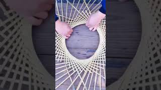 Creative Ideas, Craftman making basket from bamboo for grandma, wood working skills, wood carving