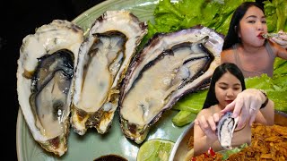 หอยนางรมเกาหลี ยำหอยนางรมน้ำปลาร้า ฟินเว่อร์ 🦪🌶️ Korean oysters spicy oyster salad with fish sauce