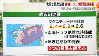 【解説】日向灘を震源とする最大震度5弱の地震　なぜマグニチュードが変わった？「速報値は限られた情報をもとに計算されるため変更はよくあること」