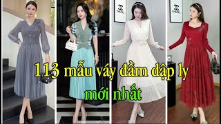 113 mẫu váy đầm dập ly dài đẹp sang trọng mới nhất | Đầm xếp ly liền thân đẹp cao cấp.