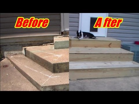 Deck steps over crooked concrete Deck steps over crooked concrete
