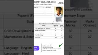 CTET PAPER 2 Scorecard 28 Marks in Pedagogy.