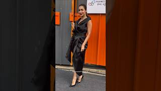 #malaikaarora nails her look in a  #allblack outfit #shorts #bollywood #actress #fashion