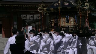 令和３年３月１０日　鹽竈神社　「神輿出発ー重さ１屯の荒れ神輿が神社境内を巡行」