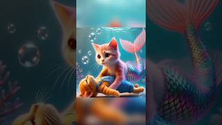 🧜‍♀️Mermaid Saves Kitten but Faces Danger from Huge Shark🦈Cat Dad Steps In😾 #cutecat #cat #catlover