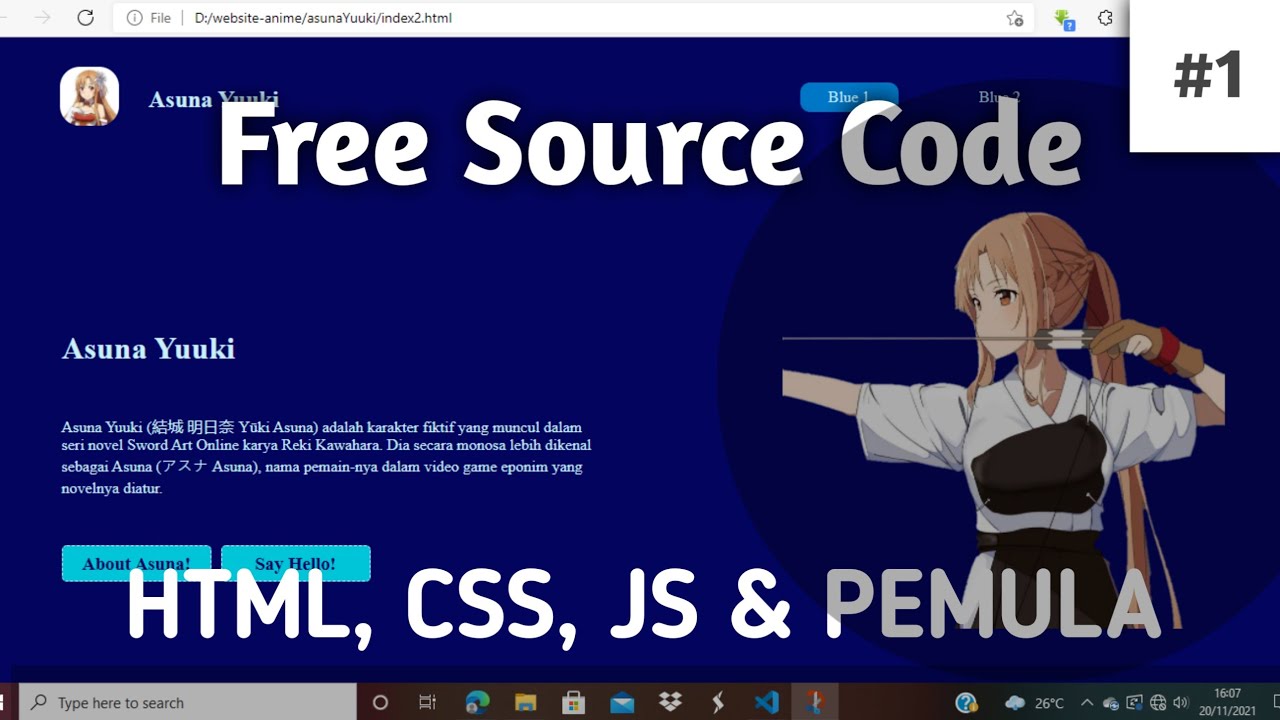 CARA MEMBUAT WEBSITE DENGAN HTML CSS DAN JS ~ GRATIS Untuk Pemula - YouTube