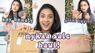 *huge* Nykaa Hot Pink Sale Haul + my honest KayBeauty first impressions +unboxing makeup PR packages