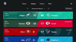 NFL+ Premium Subscription TV App 2022 Preseason Roku App Interface