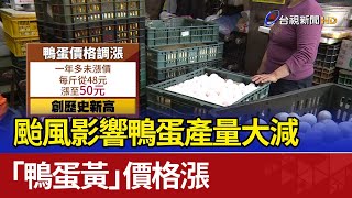 颱風影響鴨蛋產量大減 「鴨蛋黃」價格漲