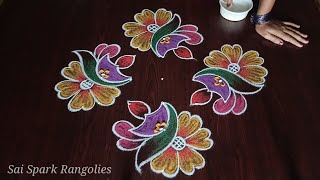 friday spl deepam rangoli (5*3*3) | flower rangoli | festival kolangal @saisparkrangolies