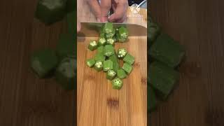 Cutting okra for Indian recipe #howto #trending #satisfyingvideo #shorts