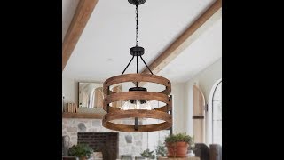 How to install a Rustic Loft Wood Chandelier DL92267 | DEARLAN LIGHTING